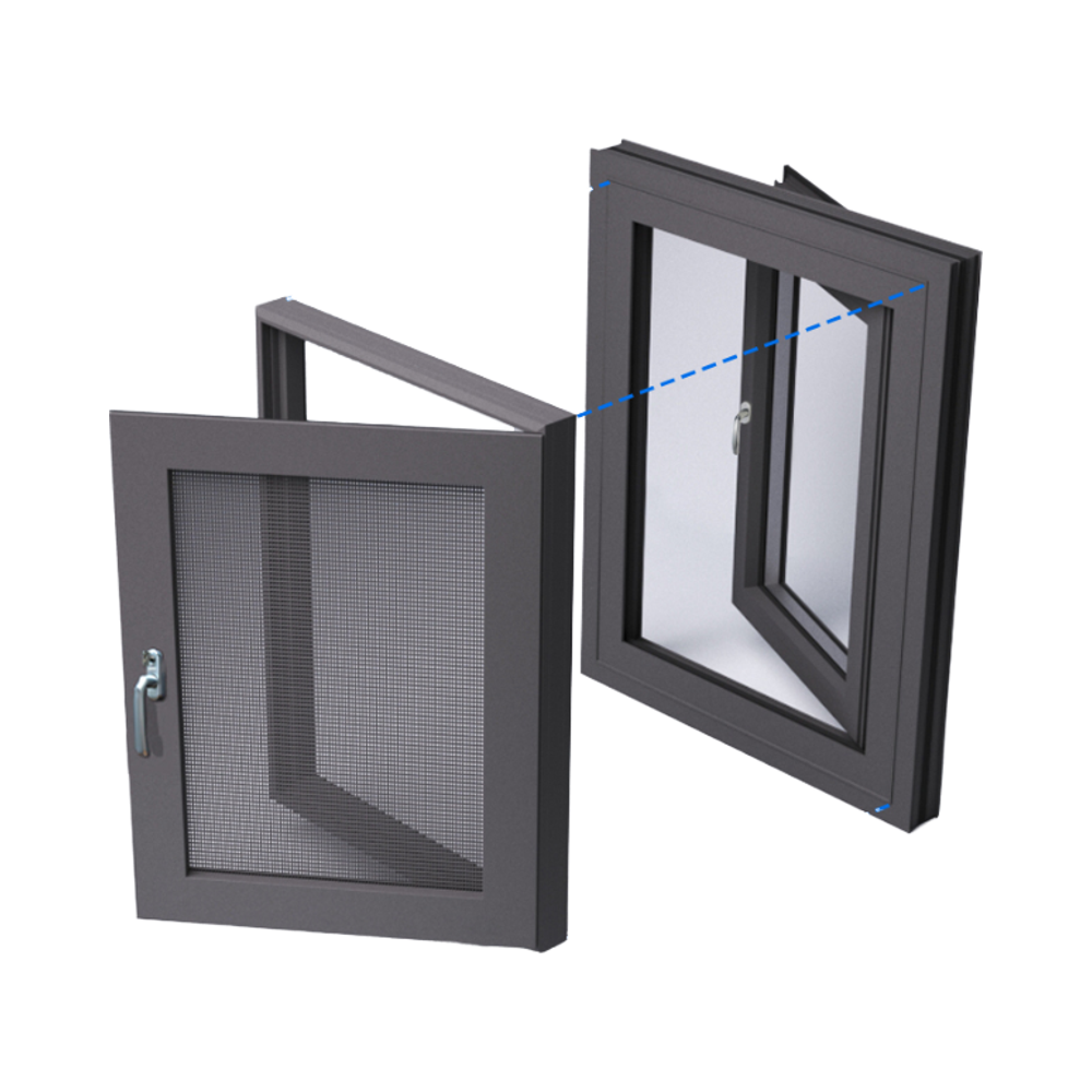 Fashionable Swing Type Aluminium Casement Window with Black End, 6063-T5, Louvered Curtains for Dwelling Design - Ultimate Window and Door Materials